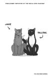  duo english_text feral hi_res jake_(warriors) male male/male monochrome profanity talltail_(warriors) text thathornycat warriors_(cats) 
