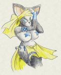  anthro big_breasts black_body black_fur bottomwear breasts canid canine canis clothing crossgender domestic_dog female forehead_gem fours_(artist) fur hand_on_head head_scarf iggy_(jjba) jojo&#039;s_bizarre_adventure loincloth mammal meme midler pasties smile smirk solo star_pasties 