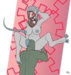  anon anthro big_breasts breasts cunnilingus digitigrade duo faceless_male female female_on_human fours_(artist) front_view fur grey_body grey_fur hand_behind_head hasbro hi_res human human_on_anthro ink-eyes interspecies lying magic:_the_gathering male male/female male_on_anthro mammal mask murid murine muscular muscular_male nezumi_(magic:_the_gathering) no_pupils on_back oral rat red_eyes rodent sex spread_legs spreading vaginal wizards_of_the_coast 