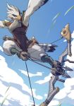  alasurth anthro archer archery arrow avian bow_(weapon) breath_of_the_wild cloud flying hi_res ian_rizardon male muscular muscular_anthro muscular_male nintendo ranged_weapon rito sky teba_(tloz) the_legend_of_zelda video_games weapon 