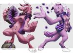  &lt;3_marking 2018 action_pose amethyst_(gem) anthro bottomless breasts canid claws clothed clothing collar conditional_dnp diamond_dog_(mlp) duo eyes_closed female flower friendship_is_magic gem genitals geode hasbro holding_object looking_at_viewer loupgarou mammal mostly_nude multi_breast multi_nipple my_little_pony nipples open_mouth plant pose pussy simple_background sparkles standing studded_collar teats topwear vest walking white_background 