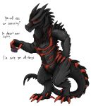  2020 4_fingers 4_toes ? alpha_channel ambiguous_species annoyed anthro arm_spikes arm_tuft asking barefoot biped black_body black_fur black_horn black_skin black_spikes black_text body_hair can claws demon dialogue digital_drawing_(artwork) digital_media_(artwork) digitigrade dragon english_text finger_claws fingerclaws fingers full-length_portrait fur glowing glowing_eyes half-closed_eyes hand_on_hip happy_trail head_spikes holding_can holding_object horn leg_tuft machine male markings multicolored_body multicolored_fur narrowed_eyes nude paws portrait question questioning red_body red_claws red_eyes red_fur red_markings robot robotic shoulder_spikes side_view simple_background solo space_station_13 spiked_tail spikes spikes_(anatomy) standing text three-quarter_view toe_claws toes transparent_background tuft verkele 