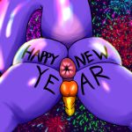  1:1 absurd_res anthro anus balls big_butt body_writing butt fireworks genitals hi_res holidays kobold male male/male new_year new_years_day penis puffy_anus solo thekoboldsummoner thick_thighs voltu 