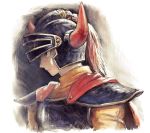  1boy armor cape dragon_quest dragon_quest_i helmet hero_(dq1) horned_helmet male_focus profile simple_background solo upper_body yuza 