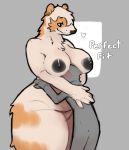  anthro aster_(pompsadoodle) big_breasts black_nipples breasts dialogue duo ear_piercing ear_ring faceless_character faceless_male female hug humanoid larger_female male male/female mammal nipples piercing pompsadoodle size_difference smaller_male ursid 