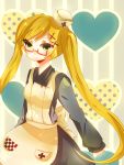  apron axis_powers_hetalia blonde_hair dress genderswap glasses green_eyes heart kayakugohan twintails united_kingdom_(hetalia) 