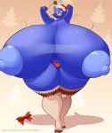  absurd_res anthro areola avian big_breasts bird blue_body breasts bulging_breasts busty_bird clothed clothing female hi_res huge_breasts hyper hyper_breasts jaeh legwear non-mammal_breasts panties solo text thick_thighs thigh_highs topless underwear url wardrobe_malfunction 