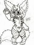  absurd_res anthro big_ears canid canine clothing coelhoposa_(artist) cute_fangs fennec fluffy fluffy_chest fox freckles hi_res hybrid lagomorph legwear leporid male mammal rabbit romeo_(coelhoposa) solo thick_thighs thigh_highs traditional_media_(artwork) 