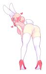 animal_humanoid breasts butt clothing female fizintine fizition footwear hair hi_res high_heels humanoid lagomorph lagomorph_humanoid legwear leporid_humanoid mammal mammal_humanoid panties pink_hair presenting presenting_hindquarters rabbit_humanoid shirt shoes smile solo thigh_highs topwear underwear 