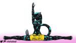  abstract_background anthro bodily_fluids bottomwear clothing felid feline hi_res leopardus male mammal ocelot rear_view shorts solo stretching sweat tight_clothing translucent translucent_clothing viola_bat yoga 