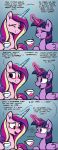  2021 absurd_res blush cup dialogue duo english_text equid eyelashes female feral friendship_is_magic grin hasbro hi_res horn mammal my_little_pony open_mouth princess_cadance_(mlp) purple_eyes selenophile simple_background smile tea_cup text winged_unicorn wings 