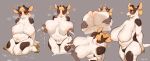  &lt;3 anthro bebebebebe big_breasts blush bodily_fluids bovid bovine breasts female genitals hi_res huge_breasts lactating mammal pussy simple_background 