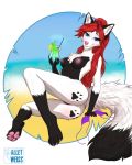  2020 4_toes 5_fingers allet_weiss anthro areola blue_eyes breasts canid canine digital_media_(artwork) eyebrows eyelashes female fingers fox hair hi_res mammal nipples red_hair smile solo toes 
