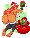  absurd_res ambar anthro big_breasts bikini breasts butt chalo christmas christmas_clothing christmas_headwear clothing eyes_closed female gift gloves hair handwear hat headgear headwear hi_res holidays las_lindas legwear long_hair mammal panties pawpads red_hair sack santa_hat sem-l-grim side_boob smile solo stockings swimwear thigh_highs underwear ursid webcomic 