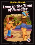  absurd_res activision anthro bandicoot bed bottomwear bracelet clothing comic cover cover_art cover_page crash_bandicoot crash_bandicoot_(series) detailed_background duo eyewear female flower furniture gloves handwear hi_res jewelry looking_at_viewer magaska19 male male/female mammal marsupial pirate_tawna plant size_difference skirt suggestive sunglasses tawna_bandicoot video_games 
