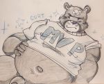  2021 animal_crossing anthro belly blush clothing curt_(animal_crossing) hi_res male mammal milkysodaa navel nintendo overweight overweight_anthro overweight_male shirt sketch solo topwear ursid video_games 