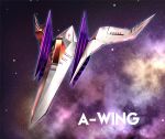  arwing blue_outline commentary_request english_text highres logo namagaki_yukina no_humans outline purple_background purple_theme sky space space_craft star_(sky) star_fox starry_sky vehicle_focus 