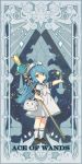  1girl absurdres ace_of_wands_(tarot) ahoge aqua_hair bangs bili_girl_22 bilibili_douga full_body hair_ornament highres long_hair red_eyes solo standing 