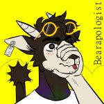  anthro bearapologist blush bovid bovine caprine cattle claws facial_hair forked_tongue horn invalid_tag male mammal piercing sheep solo tongue 