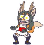  1:1 adriana_(usuario2) animated anthro antlers black_nose boots canid canine chibi christmas christmas_clothing clothed clothing dancing dress female footwear fox fur gloves_(marking) glowing glowing_eyes green_body green_fur green_hair hair halloween holidays horn legwear low_res mammal markings multicolored_body multicolored_fur open_mouth orange_body orange_fur smile solo spooky_dance usuario2_(artist) yellow_eyes 