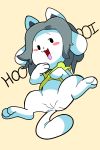  clothed clothing female feral hair hi_res itsunknownanon mammal simple_background tem temmie_(undertale) undertale video_games white_body 