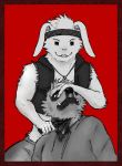  2020 anthro blood blood_on_clothing bodily_fluids clothing dave_(password) death duo hi_res hoodie humanoid_hands hyaenid jack_(password) knife lagomorph leporid male mammal marsze5 password_(visual_novel) rabbit red_background simple_background striped_hyena topwear video_games visual_novel 