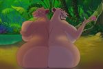  anthro big_breasts big_butt breasts butt conjoined disney duo felid female huge_breasts huge_butt lion mammal overweight overweight_female pantherine pilot129 sarabi the_lion_king theyton zira 