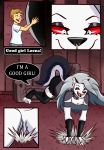  absurd_res anthro canid canid_demon canine canis comic demon domestic_dog duo female hellhound helluva_boss hi_res loona_(vivzmind) macro male male/female mammal micro titantigress 