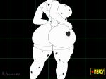  absurd_res animal_print anthro big_butt boss_monster bovid breasts butt caprine cow_print female fur hi_res mammal mr_valentine00 solo thick_thighs toriel undertale video_games white_body white_fur 