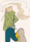  2018 absurd_res anthro burgerpants cigarette clothing crescendeon domestic_cat felid feline felis hands_in_pockets hi_res hoodie jacket male mammal pockets simple_background smoking solo topwear undertale video_games white_background 