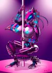  anthro big_breasts bionicle blue_eyes blue_nipples breasts clothing crouching female footwear glowing glowing_nipples hi_res high_heels humanoid lego looking_at_viewer machine nipples not_furry planz34 pole robot roodaka shoes solo standing stripper stripper_pole thick_thighs vortixx wide_hips 