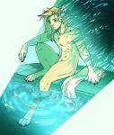  4_toes 5_fingers anthro blonde_hair claws felid feline fingers fur hair hi_res male mammal multi_nipple nipples nude outside plant pool_(disambiguation) reservoirdog_(artist) solo toes yellow_body yellow_fur 