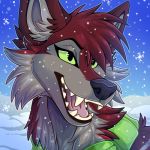  1:1 2020 black_lips brown_hair canid canine canis citrinelle day detailed_background digital_media_(artwork) green_eyes hair lips low_res mammal open_mouth outside teeth tongue wolf 