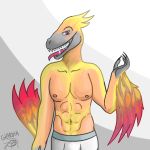  1:1 anthro dinosaur dromaeosaurid feathered_dinosaur feathers giardia_arts hi_res humanoid male pyroraptor reptile scalie solo theropod velociraptor 