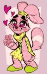  &lt;3 &lt;3_eyes anthro bite biting_lip blush cartoon_network chowder_(series) clothed clothing dress earband female fur gesture hi_res lagomorph leporid letterbox looking_at_viewer love mammal panini_(chowder) pink_body pink_fur rabbit smile solo southpauz waving whiskers 