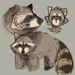  1:1 2020 ambiguous_gender anthro dot_eyes emanata feral front_view grey_background looking_at_viewer mammal procyonid raccoon scraffyraccoon side_view simple_background sketch solo 