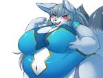  4:3 anthro blush breasts canid canine clothed clothing female hi_res mammal overweight overweight_anthro overweight_female solo yosioka_san 