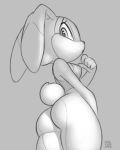 4:5 anthro big_butt butt butt_pose cream_the_rabbit female lagomorph leporid looking_at_viewer looking_down low-angle_view mammal monochrome pose rabbit solo sonic_the_hedgehog_(series) xylas 