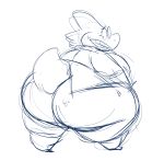  alphys anthro big_breasts big_butt blue_and_white bottomless breasts butt clothed clothing coat eyewear female frown glasses hotcakehound huge_butt huge_hips huge_thighs lab_coat lizard looking_at_butt looking_at_self looking_back looking_down monochrome non-mammal_breasts obese obese_anthro obese_female open_frown open_mouth overweight overweight_anthro overweight_female rear_view reptile scales scalie simple_background solo standing thick_tail thick_thighs topwear undertale video_games wide_hips 