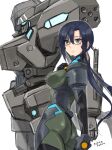  artist_name ass black_hair blue_eyes breasts commentary_request f-4j_gekishin fortified_suit from_side glasses hair_behind_ear highres jun_(rellik_&amp;_redrum) komaki_sayoko long_hair looking_ahead mecha medium_breasts muvluv muvluv_alternative muvluv_alternative_(anime) pilot_suit sketch skin_tight tactical_surface_fighter very_long_hair visor white_background 