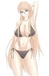  1girl absurdres azur_lane bangs bare_legs bikini bismarck_(azur_lane) black_bikini blonde_hair blue_eyes breasts cleavage collarbone eyebrows_visible_through_hair hair_between_eyes highres large_breasts lom_(lom_lom_8) long_hair looking_at_viewer navel simple_background solo stomach swimsuit thighs very_long_hair white_background 