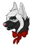  2017 alpha_channel ambiguous_form black_body black_eyebrows black_face black_fur black_tongue bow_ribbon canid canine canis digital_media_(artwork) eyebrows female fur green_eyes grey_body grey_ears grey_face grey_fur hair headshot_portrait hi_res long_hair looking_at_viewer mammal mole_(marking) monotone_ears monotone_eyes monotone_hair monotone_nose monotone_tongue multicolored_body multicolored_face multicolored_fur neck_bow nikara_(ebonycrowned) open_mouth open_smile piercing pink_nose portrait red_ribbon ribbons short_fur side_view simple_background smile snout solo teeth tongue tongue_piercing transparent_background two_tone_body two_tone_face two_tone_fur white_hair wolf wolf-mutt 