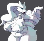  anthro breast_squish breasts female fur legendary_pok&eacute;mon nintendo pok&eacute;mon pok&eacute;mon_(species) reshiram solo somnamg squish tongue tongue_out video_games 