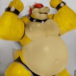  1:1 anthro belly bowser bracelet clothing collar drgizmo flexing hair hi_res horn jewelry male mario_bros musclegut muscular muscular_anthro muscular_male navel nintendo pecs red_hair solo spiked_bracelet spiked_collar spikes underwear video_games 