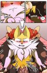  anthro blush bodily_fluids braixen comic comic_page duo female female_penetrated genital_fluids genitals hi_res keluturtle kingbriarturtle knot male male/female male_penetrating male_penetrating_female mega_evolution mega_lopunny nintendo penetration penis pok&eacute;mon pok&eacute;mon_(species) porn_studio pussy sex simple_background vaginal vaginal_penetration video_games 