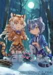  animal_ears animal_print aureolin31 blonde_hair blue_flower blue_hair blue_jacket blue_neckwear blue_rose blue_skirt bow bowtie collared_shirt commentary_request curly_hair extra_ears eyebrows_visible_through_hair flower forest full_moon garter_straps golden_tabby_tiger_(kemono_friends) jacket kemono_friends kemono_friends_3:_planet_tours kneeling light_brown_hair long_sleeves maltese_tiger_(kemono_friends) moon multicolored_hair nature night night_sky official_art open_clothes open_jacket plaid plaid_skirt plaid_trim pleated_skirt print_legwear rose shirt short_hair skirt sky snow tail thighhighs tiger_ears tiger_girl tiger_print tiger_tail white_hair white_shirt yellow_eyes yellow_jacket 