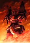  crossed_arms explosion gunbuster gunbuster_pose highres looking_at_viewer mecha niiyan no_humans one-eyed purple_eyes science_fiction solo super_robot top_wo_nerae! 