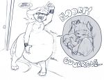  anthro belly big_belly duo ear_piercing english_text eyewear felid feline fomo glasses internal male male/male mammal mouse murid murine nude open_mouth piercing rodent rumbling_stomach spottedsqueak text vore 