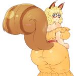  animal_humanoid bare_shoulders big_breasts big_butt big_tail biped blonde_hair blue_eyes blush bottomwear breasts brown_body brown_fur butt clothed clothing curvy_figure dipstick_ears dress eyewear female fluffy fluffy_tail fully_clothed fur glasses glistening glistening_body glistening_clothing glistening_fur hair hi_res humanoid light_body light_skin looking_at_viewer looking_back mammal mammal_humanoid monotone_hair multicolored_ears pinkkoffin portrait pupils rear_view rodent rodent_humanoid sciurid sciurid_humanoid simple_background solo squirrel_humanoid standing striped_tail stripes thick_thighs three-quarter_portrait tight_clothing topwear two_tone_ears two_tone_tail voluptuous white_background white_pupils wide_hips yellow_bottomwear yellow_clothing yellow_dress yellow_topwear 