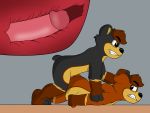  4:3 absurd_res anal anal_penetration angry angry_face anthro anthro_on_anthro anthro_penetrated anthro_penetrating anthro_penetrating_anthro bodily_fluids brown_body brown_fur clenched_teeth dark_grey_fur duo ears_back from_behind_position fur garebear garebear_illustrations genital_fluids genitals hair hair_grab hi_res male male/male male_penetrated male_penetrating male_penetrating_male mammal penetration penis penis_in_ass pinned pinned_arms pinned_to_floor pivoted_ears pulling_hair questionable_consent rough_sex scarebear sex simple_background teeth touching_hair ursid ursine 